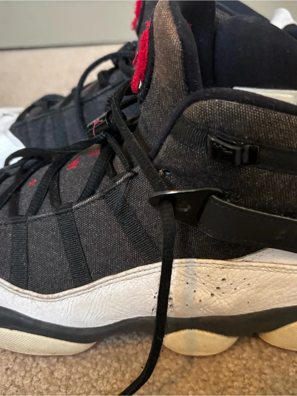 Jordan Retro Basketball Shoes - Black, White & Red
